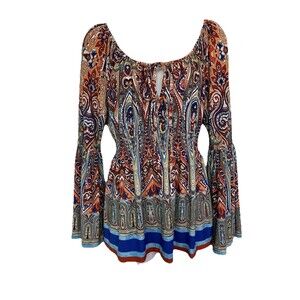 Boston Proper Boho Bell Sleeve Colorful Top - Women’s Size Small